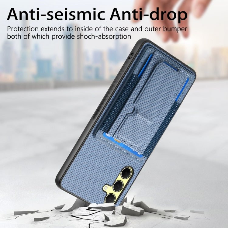 For Samsung Galaxy A34 5G Carbon Fiber Fold Stand Elastic Card Bag Phone Case