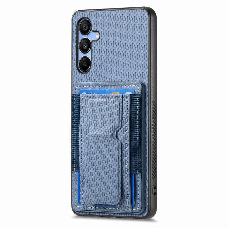 For Samsung Galaxy A13 4G Carbon Fiber Fold Stand Elastic Card Bag Phone Case