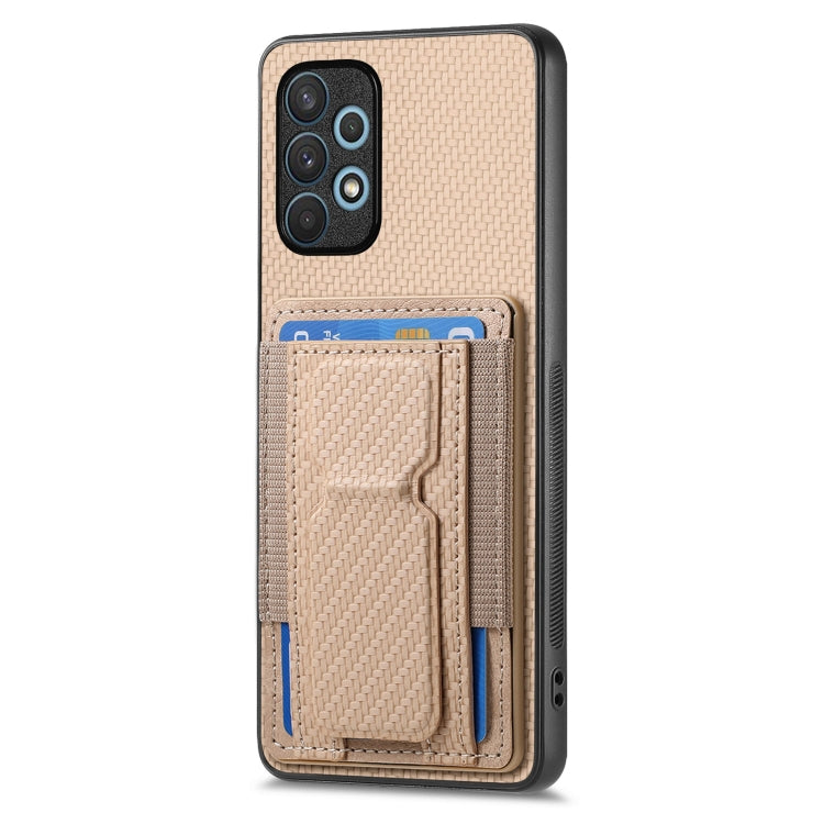 For Samsung Galaxy A32 4G Carbon Fiber Fold Stand Elastic Card Bag Phone Case