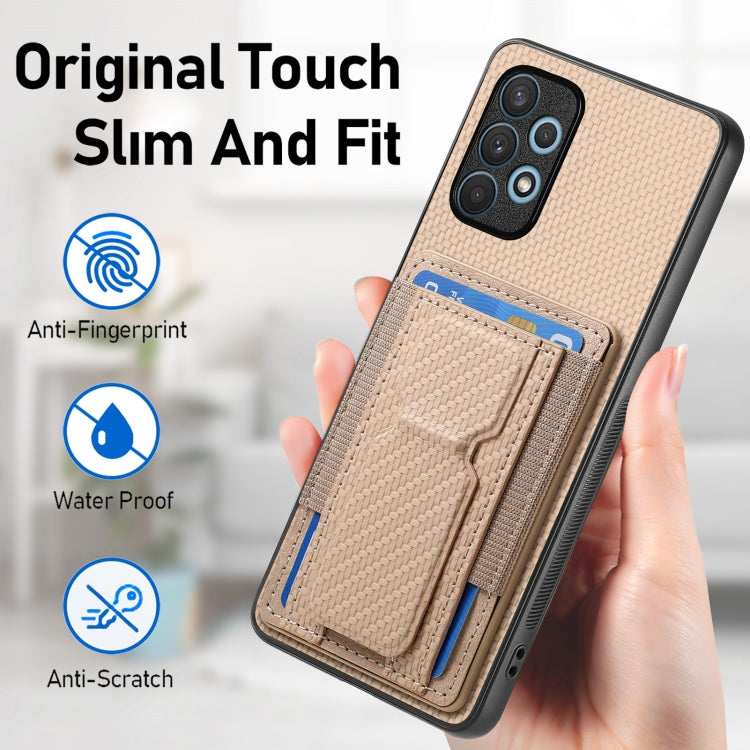 For Samsung Galaxy A32 4G Carbon Fiber Fold Stand Elastic Card Bag Phone Case