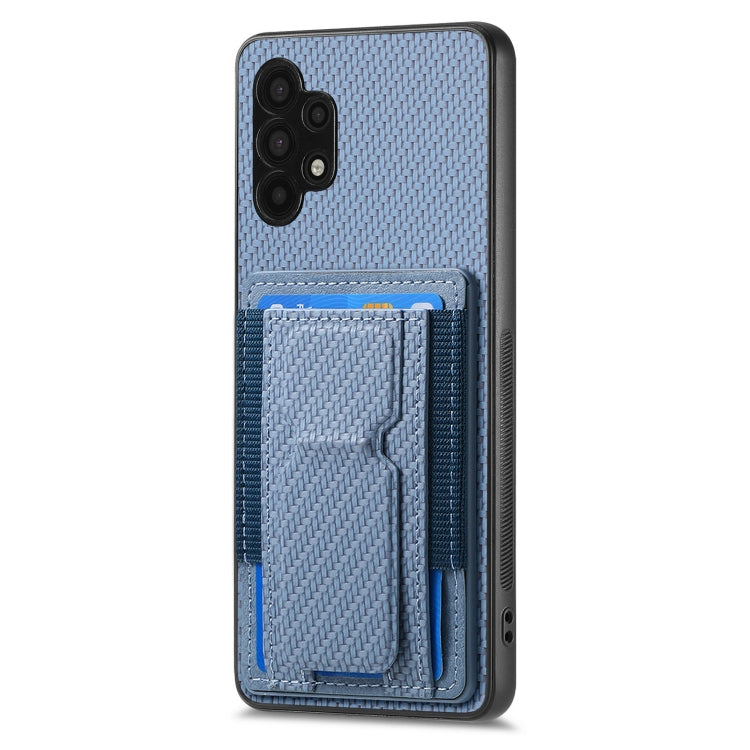 For Samsung Galaxy A32 5G Carbon Fiber Fold Stand Elastic Card Bag Phone Case