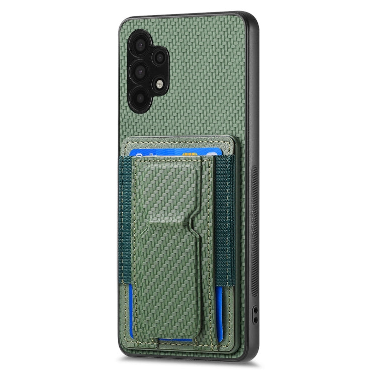 For Samsung Galaxy A32 5G Carbon Fiber Fold Stand Elastic Card Bag Phone Case