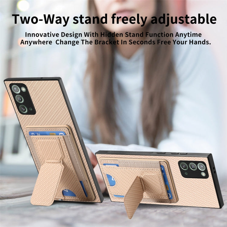 For Samsung Galaxy Note20 Carbon Fiber Fold Stand Elastic Card Bag Phone Case