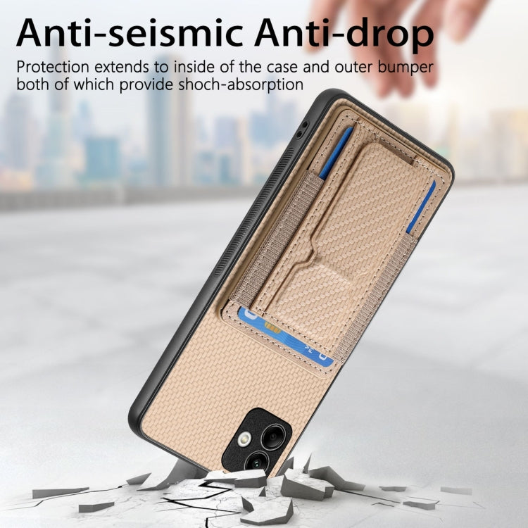 For Samsung Galaxy M33 5G Carbon Fiber Fold Stand Elastic Card Bag Phone Case