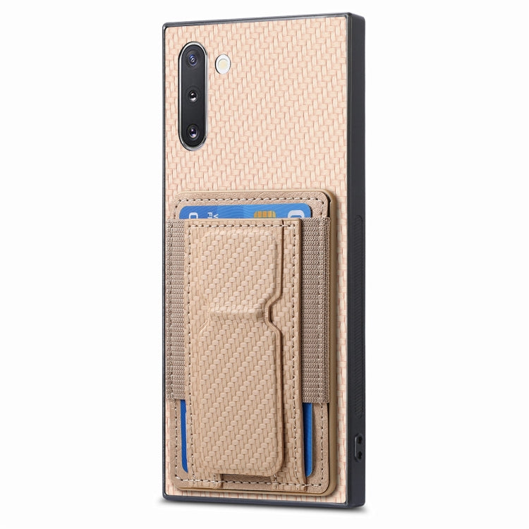 For Samsung Galaxy Note10 Carbon Fiber Fold Stand Elastic Card Bag Phone Case