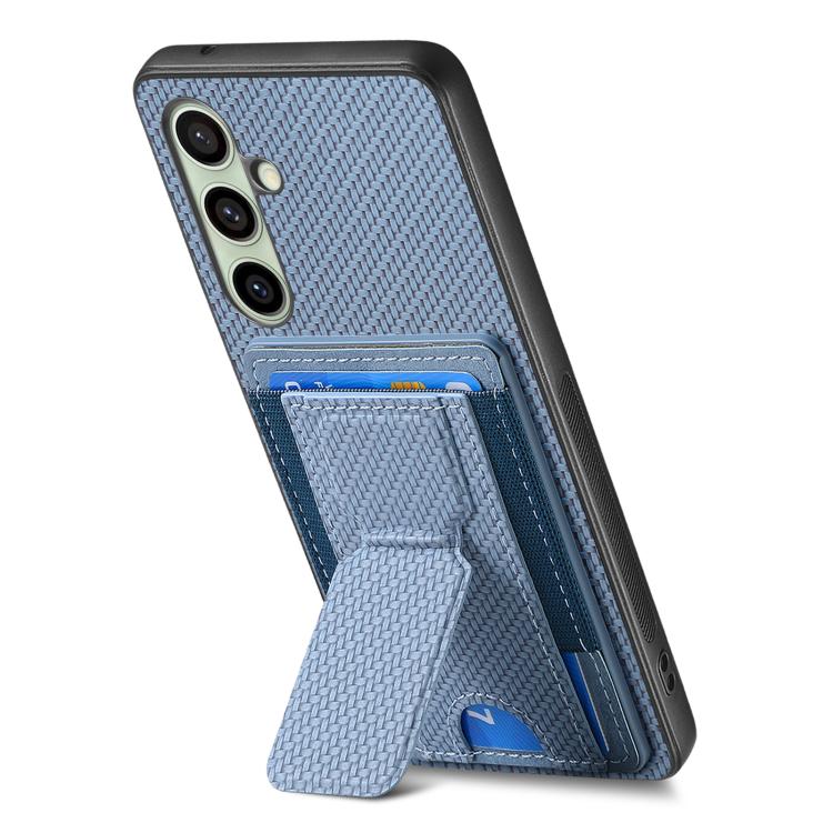 For Samsung Galaxy A36 Carbon Fiber Fold Stand Elastic Card Bag Phone Case