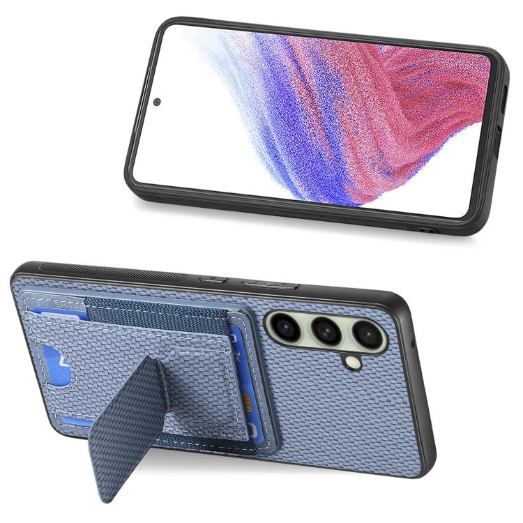 For Samsung Galaxy A36 Carbon Fiber Fold Stand Elastic Card Bag Phone Case