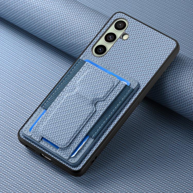 For Samsung Galaxy A36 Carbon Fiber Fold Stand Elastic Card Bag Phone Case