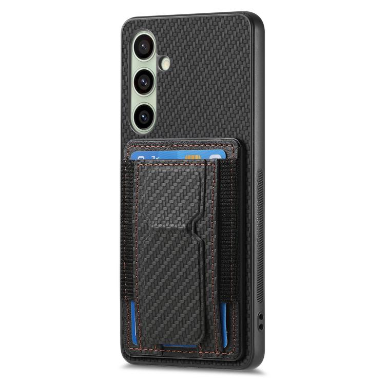 For Samsung Galaxy A36 Carbon Fiber Fold Stand Elastic Card Bag Phone Case