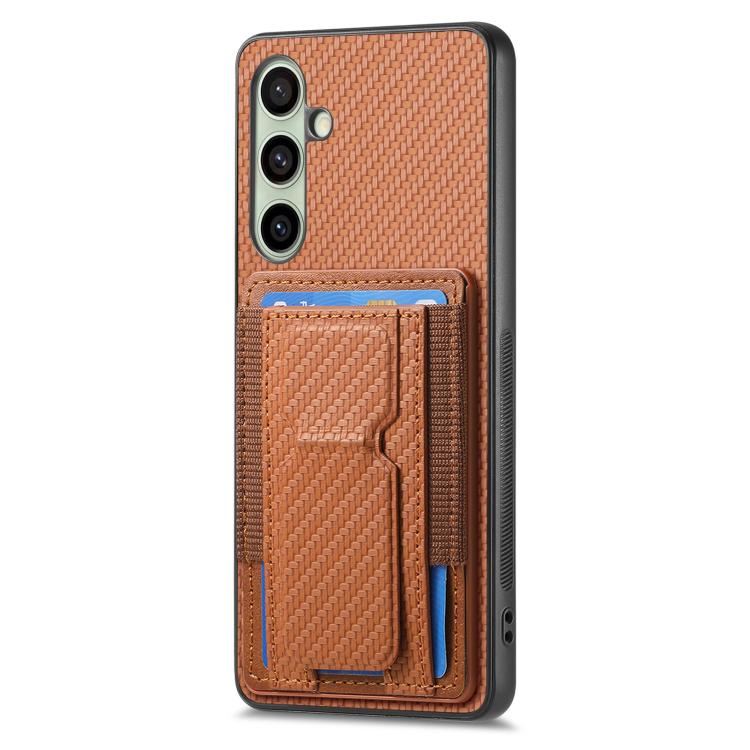 For Samsung Galaxy A36 Carbon Fiber Fold Stand Elastic Card Bag Phone Case