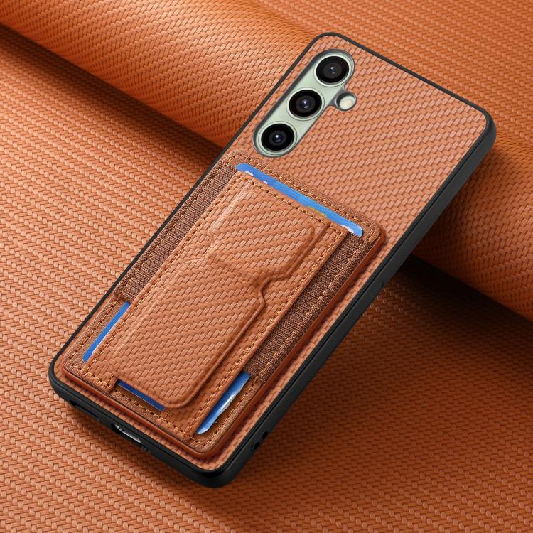 For Samsung Galaxy A36 Carbon Fiber Fold Stand Elastic Card Bag Phone Case