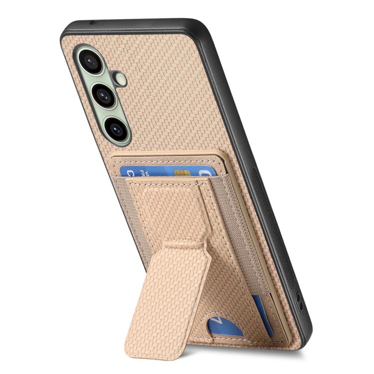 For Samsung Galaxy A36 Carbon Fiber Fold Stand Elastic Card Bag Phone Case