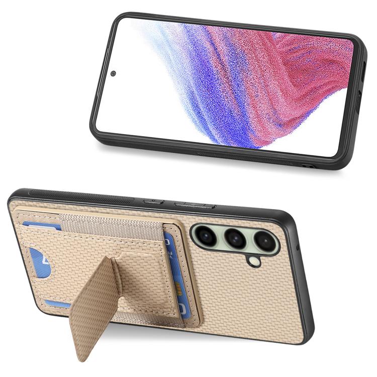 For Samsung Galaxy A36 Carbon Fiber Fold Stand Elastic Card Bag Phone Case