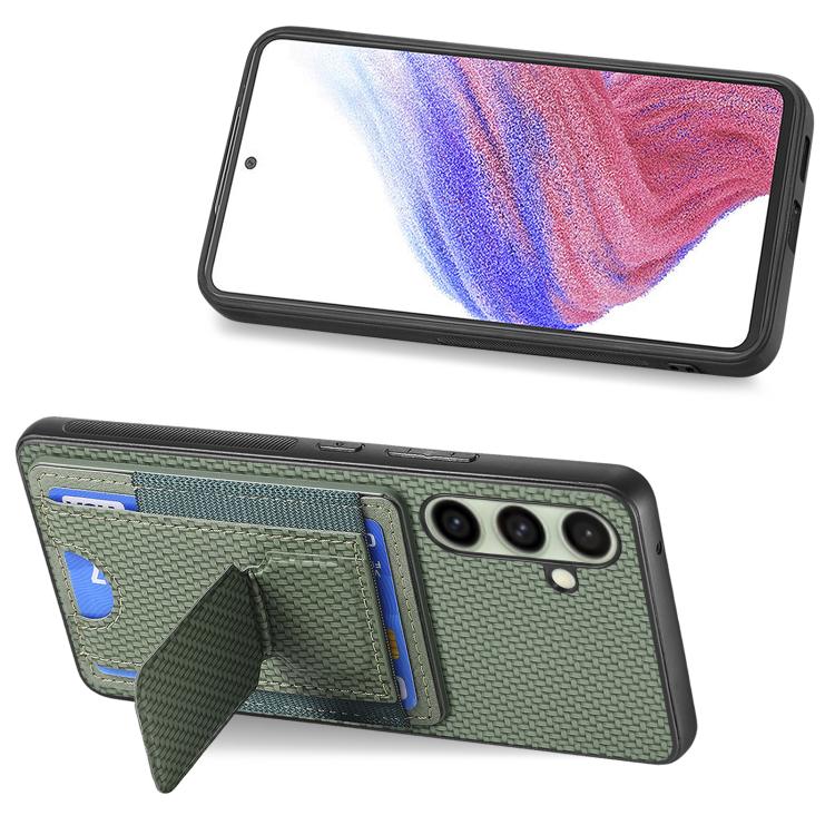 For Samsung Galaxy A36 Carbon Fiber Fold Stand Elastic Card Bag Phone Case