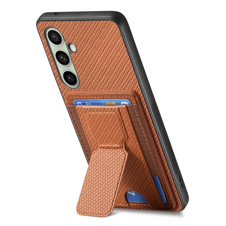 For Samsung Galaxy A56 5G Carbon Fiber Fold Stand Elastic Card Bag Phone Case