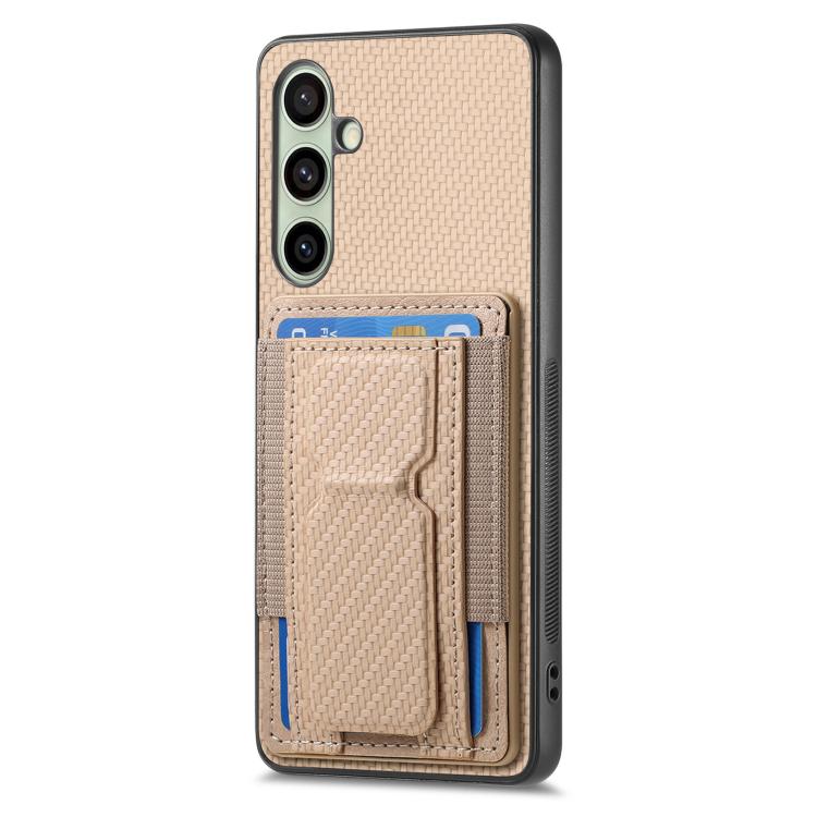 For Samsung Galaxy A56 5G Carbon Fiber Fold Stand Elastic Card Bag Phone Case