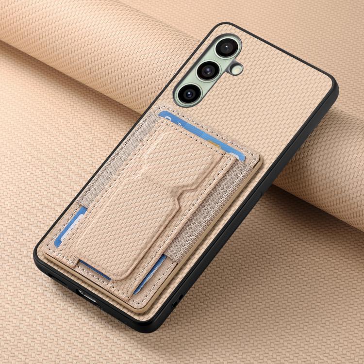For Samsung Galaxy A56 5G Carbon Fiber Fold Stand Elastic Card Bag Phone Case