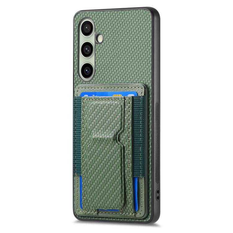 For Samsung Galaxy A56 5G Carbon Fiber Fold Stand Elastic Card Bag Phone Case