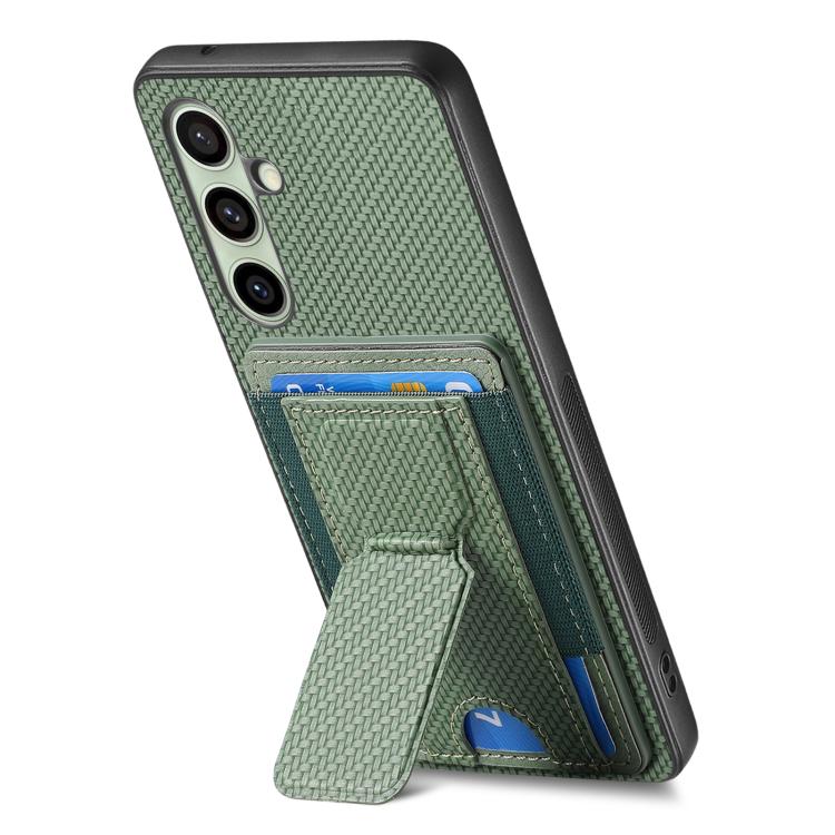 For Samsung Galaxy A56 5G Carbon Fiber Fold Stand Elastic Card Bag Phone Case