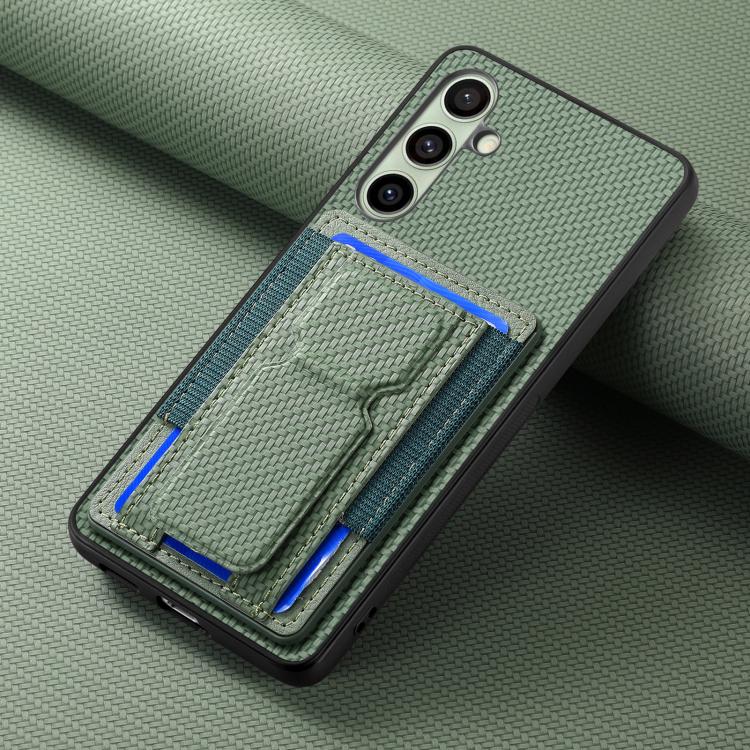 For Samsung Galaxy A56 5G Carbon Fiber Fold Stand Elastic Card Bag Phone Case