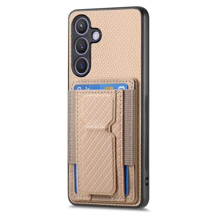 For Samsung Galaxy A37 5G Carbon Fiber Fold Stand Elastic Card Bag Phone Case