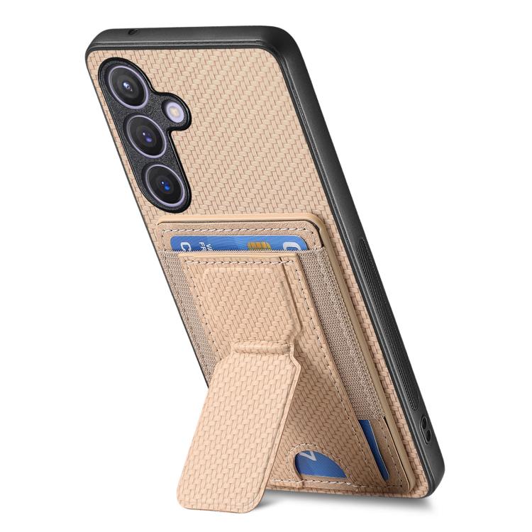 For Samsung Galaxy A37 5G Carbon Fiber Fold Stand Elastic Card Bag Phone Case