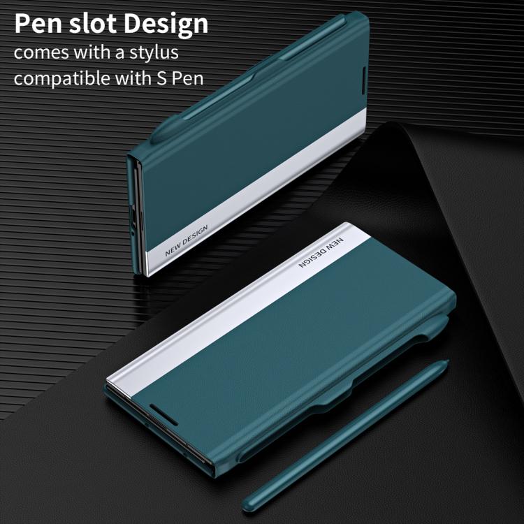 For Galaxy Z TriFold Side Electroplated Adsorption Leather Phone Case with Pen Slot