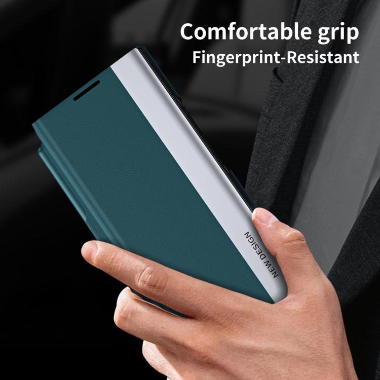 For Galaxy Z TriFold Side Electroplated Adsorption Leather Phone Case with Pen Slot