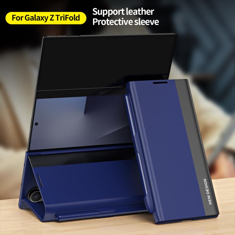 For Galaxy Z TriFold Side Electroplated Adsorption Leather Phone Case with Pen Slot