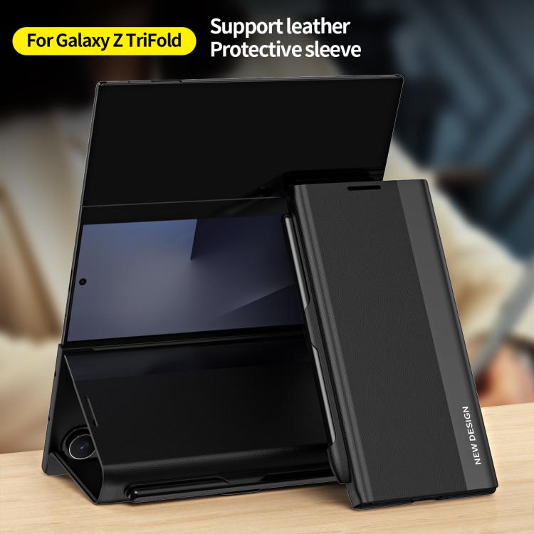 For Galaxy Z TriFold Side Electroplated Adsorption Leather Phone Case with Pen Slot