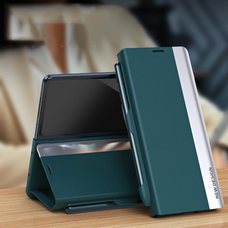 For Galaxy Z Fold8 Ultra 5G Side Electroplated Adsorption Leather Phone Case with Pen Slot