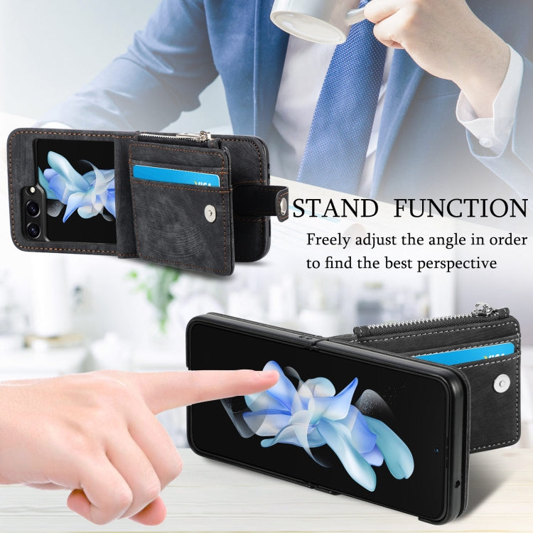 For Samsung Galaxy Z Flip7 FE / Flip6 Skin-feel PU Zipper Wallet Phone Case