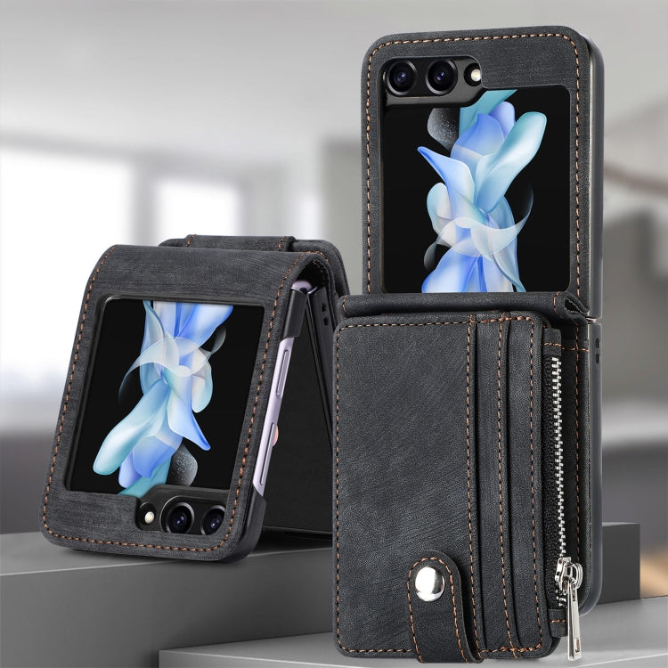 For Samsung Galaxy Z Flip7 FE / Flip6 Skin-feel PU Zipper Wallet Phone Case