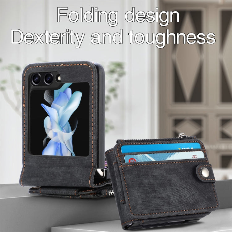 For Samsung Galaxy Z Flip7 FE / Flip6 Skin-feel PU Zipper Wallet Phone Case
