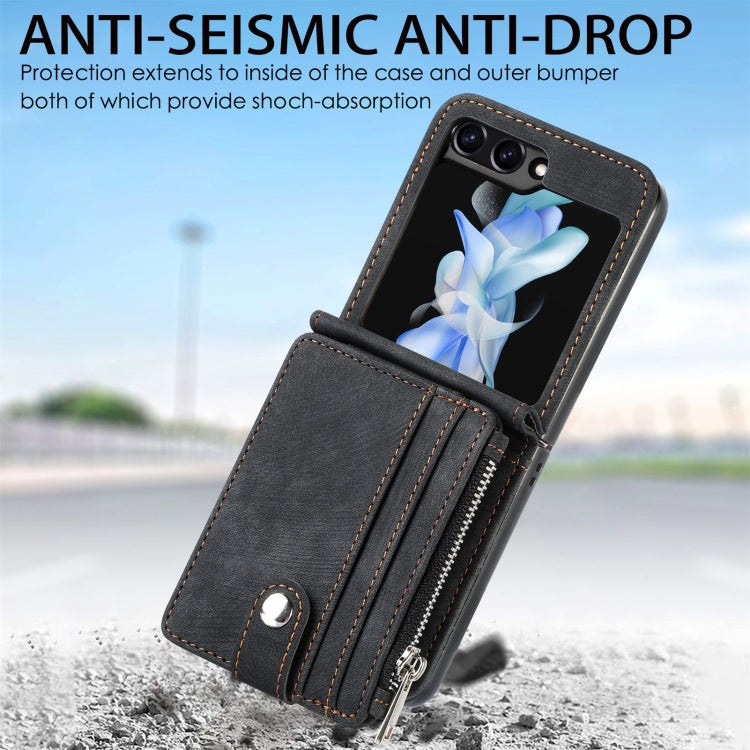 For Samsung Galaxy Z Flip7 FE / Flip6 Skin-feel PU Zipper Wallet Phone Case