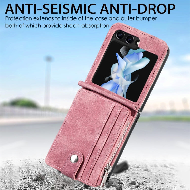 For Samsung Galaxy Z Flip7 FE / Flip6 Skin-feel PU Zipper Wallet Phone Case