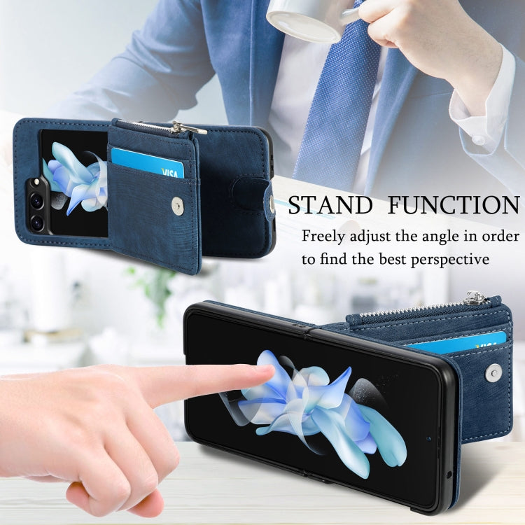 For Samsung Galaxy Z Flip7 FE / Flip6 Skin-feel PU Zipper Wallet Phone Case