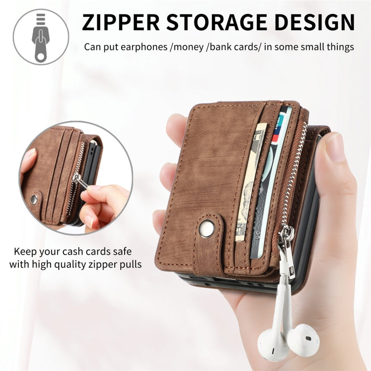 For Samsung Galaxy Z Flip7 FE / Flip6 Skin-feel PU Zipper Wallet Phone Case