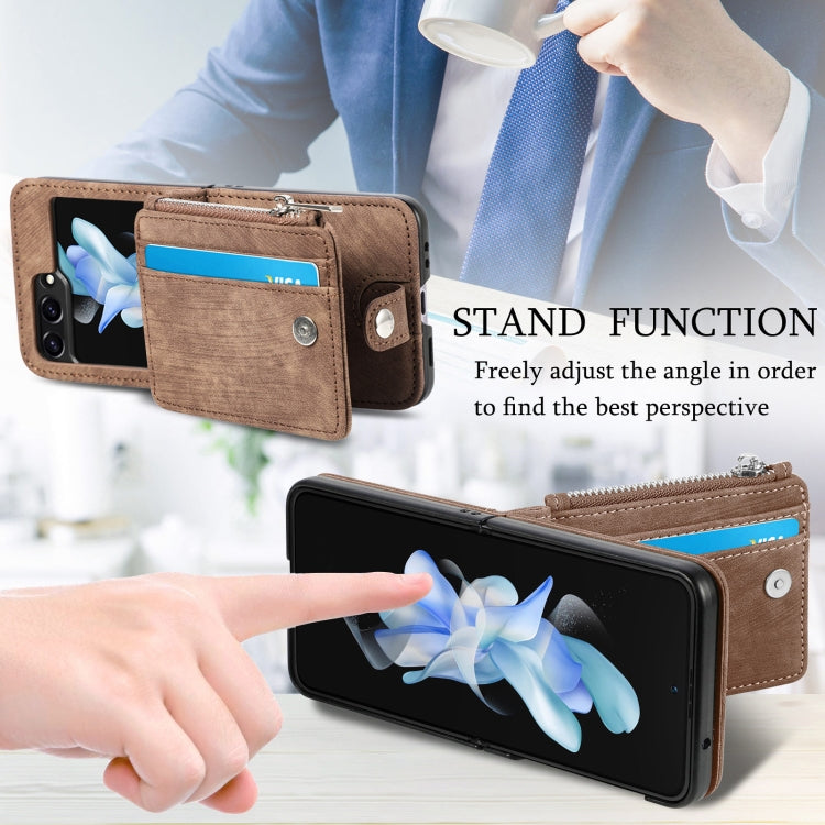 For Samsung Galaxy Z Flip7 FE / Flip6 Skin-feel PU Zipper Wallet Phone Case