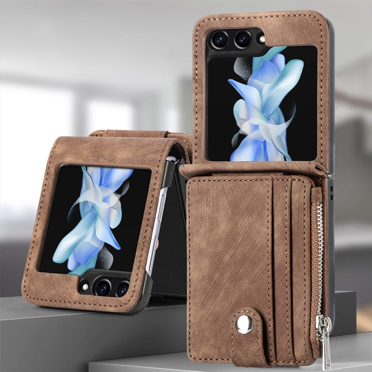 For Samsung Galaxy Z Flip7 FE / Flip6 Skin-feel PU Zipper Wallet Phone Case