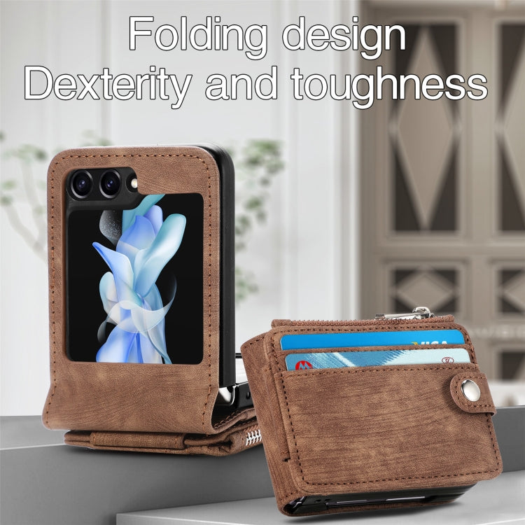 For Samsung Galaxy Z Flip7 FE / Flip6 Skin-feel PU Zipper Wallet Phone Case