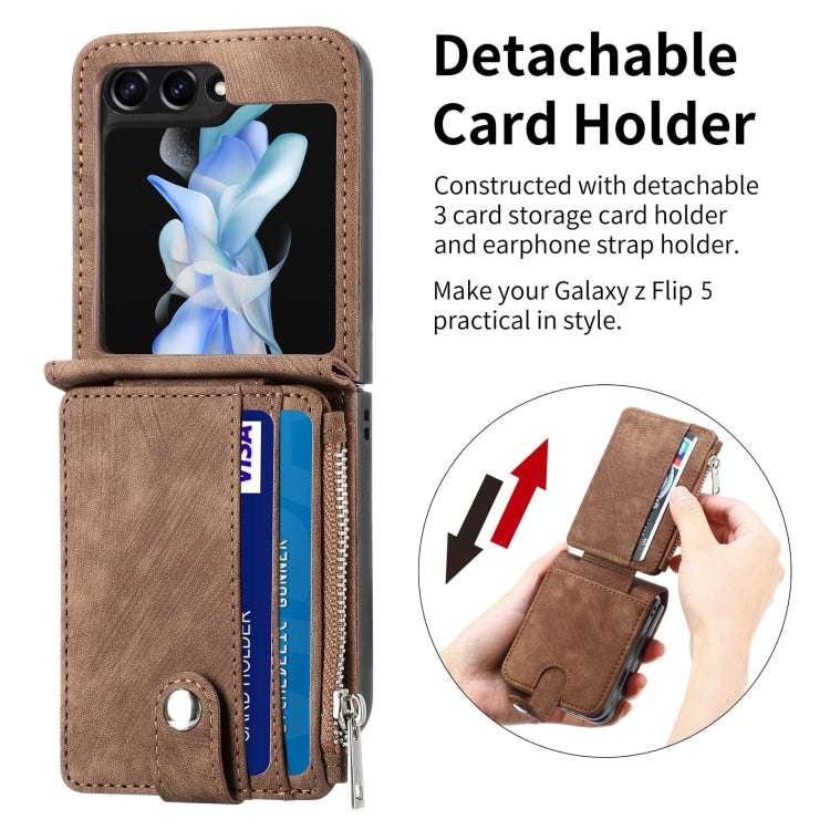 For Samsung Galaxy Z Flip7 FE / Flip6 Skin-feel PU Zipper Wallet Phone Case