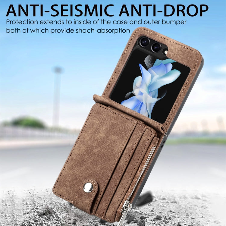 For Samsung Galaxy Z Flip7 FE / Flip6 Skin-feel PU Zipper Wallet Phone Case