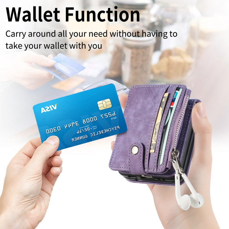 For Samsung Galaxy Z Flip7 FE / Flip6 Skin-feel PU Zipper Wallet Phone Case