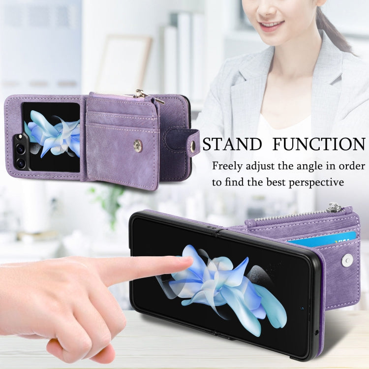 For Samsung Galaxy Z Flip7 FE / Flip6 Skin-feel PU Zipper Wallet Phone Case