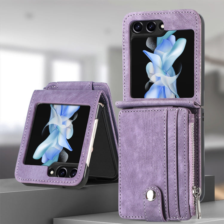 For Samsung Galaxy Z Flip7 FE / Flip6 Skin-feel PU Zipper Wallet Phone Case