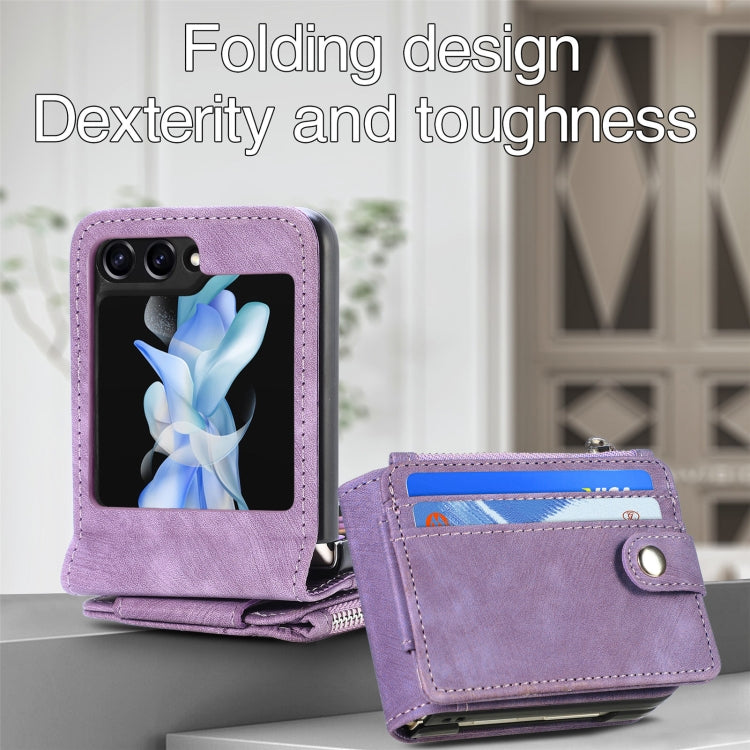 For Samsung Galaxy Z Flip7 FE / Flip6 Skin-feel PU Zipper Wallet Phone Case