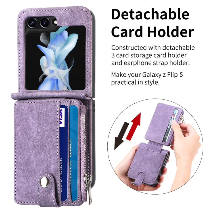 For Samsung Galaxy Z Flip7 FE / Flip6 Skin-feel PU Zipper Wallet Phone Case