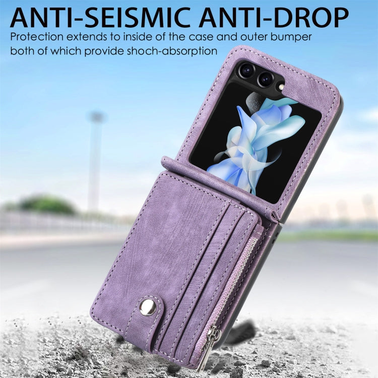 For Samsung Galaxy Z Flip7 FE / Flip6 Skin-feel PU Zipper Wallet Phone Case