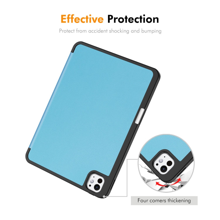 For iPad Pro 11 2025 / 2024 ENKAY Tri-fold Custer Texture TPU Leather Smart Tablet Case with Pen Slot